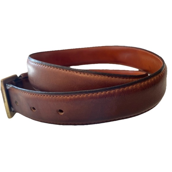 COACH Authentic Glove Leather Belt Mens Sz 34 85 Honey Brown Brass Buckle 7603 - Picture 3 of 13